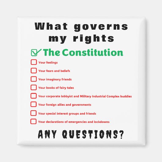 私の権利を支配するもの – 憲法 マグネット (正面)