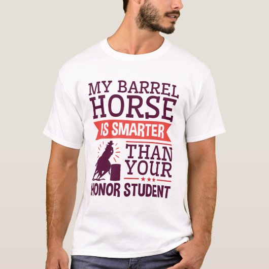 私の樽馬はバ頭が切れるルおもしろいル競走 Tシャツ (正面)