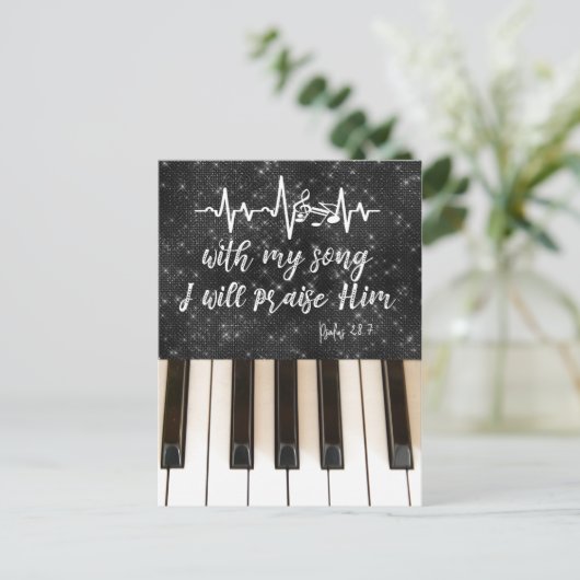 私の歌とピアノの鍵私は彼を賞賛する聖なる書物、 経典 ポストカード (スタンド正面)