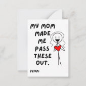 私の母が作ったバレンタインの女の子の棒人間 ノートカード (正面)