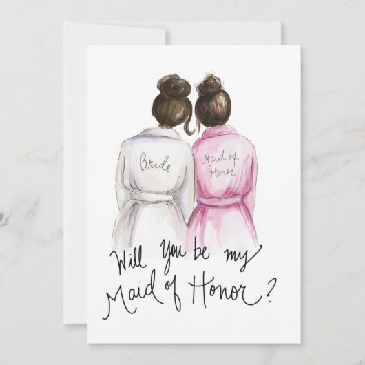 私の母になるの？Dk Br Bun Bride Dk Br Bun Maid サンキューカード (正面)