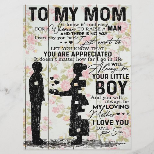 私の母に、母の誕生日ギフト、母への手紙 メニュー (裏面)