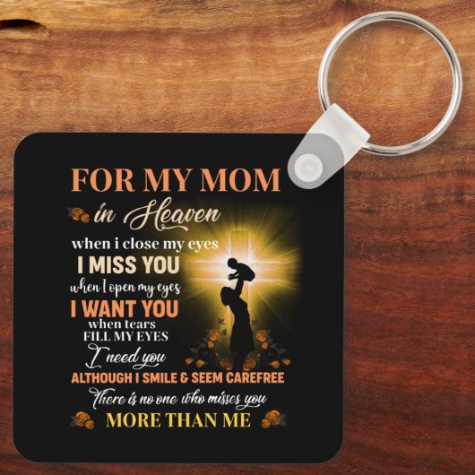 私の母のために天国のメモリアルデーギフト息子 キーホルダー (裏面)