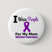 私の母のためのアルツハイマー病パープルリボン 缶バッジ (正面)