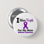 私の母のためのアルツハイマー病パープルリボン 缶バッジ (正面&裏面)