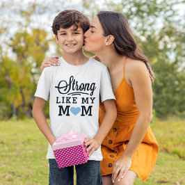 私の母のように強い青いハート少年 Tシャツ