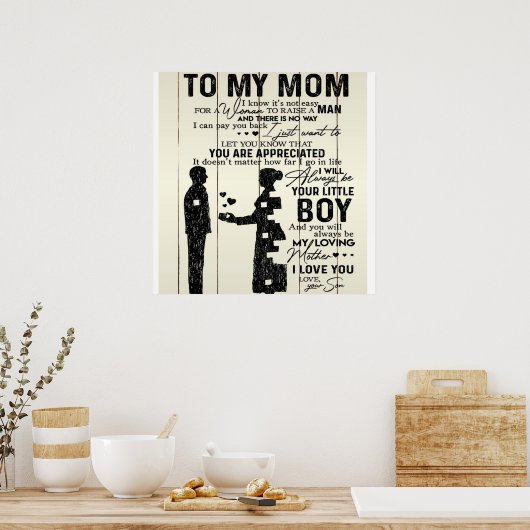 私の母の息子 |ホームデコール |ママへの贈り物 ポスター (キッチン)