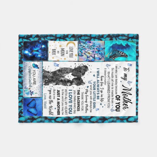 私の母の毛布に息子からクロス毛布ギフト フリースブランケット (正面(横))