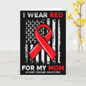 私の母のCHD心臓病啓発のために赤を着る カード (黄色い花)