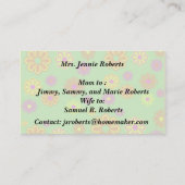 私の母はカードの溝深い花を呼び出しポップ・アートのを再開 コーリングカード (裏面)