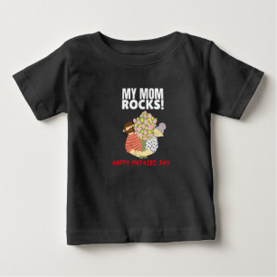 私の母はロックスタイルアートワークデザイナーTシャツ ベビーTシャツ