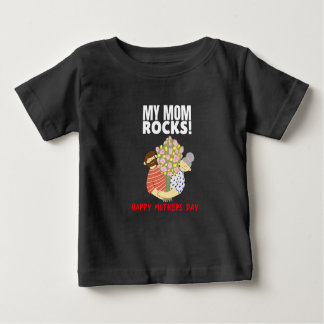 私の母はロックスタイルアートワークデザイナーTシャツ ベビーTシャツ