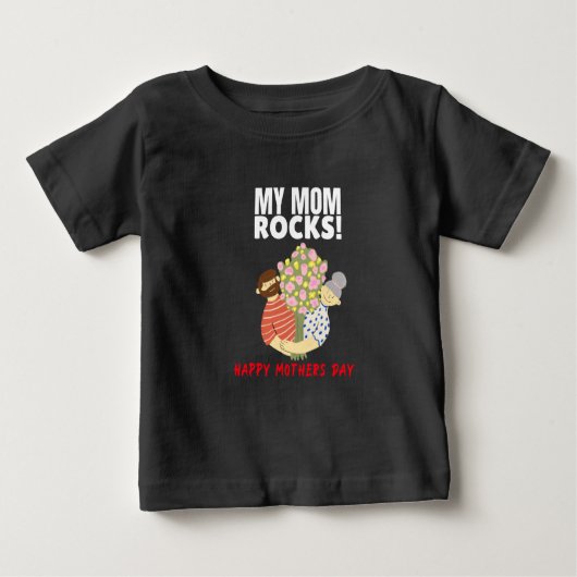 私の母はロックスタイルアートワークデザイナーTシャツ ベビーTシャツ (正面)