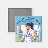 私の母は実験室コートを着ています マグネット (正面/裏面)