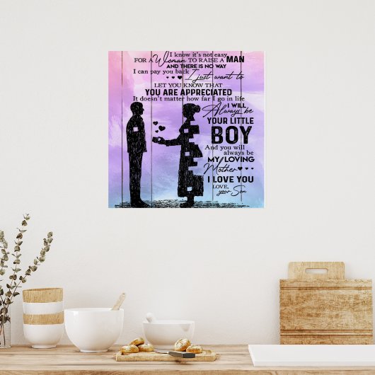 私の母への息子の手紙、母の誕生日ギフト ポスター (キッチン)