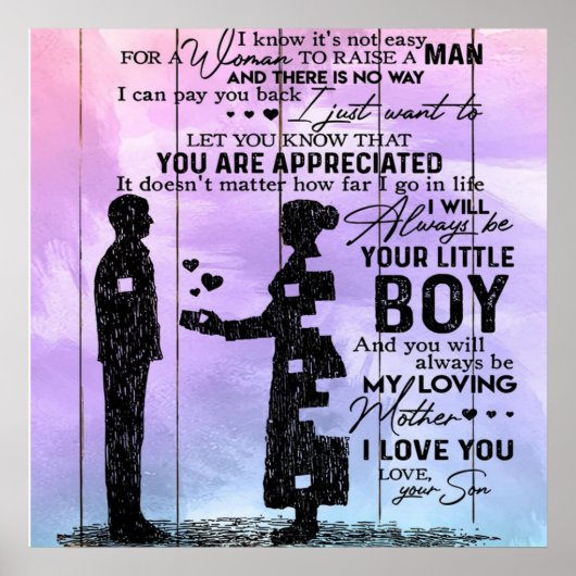 私の母への息子の手紙、母の誕生日ギフト ポスター (正面)