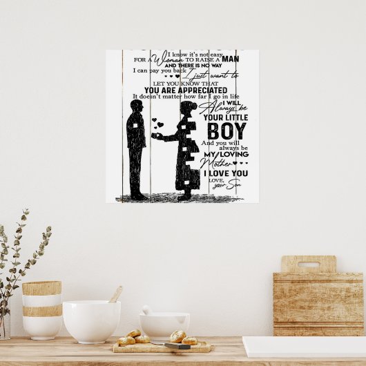 私の母への愛らしい引用文、私の母への手紙。 ポスター (キッチン)
