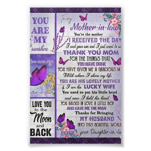 私の母へ – 内 – 法律贈り物，母誕生日贈り物 フォトプリント            (正面)