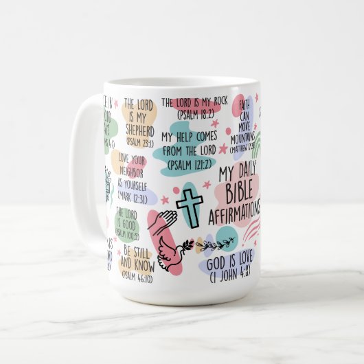 私の毎日のバイブル肯定的な飲み物の紅茶または コーヒーマグカップ (正面左)