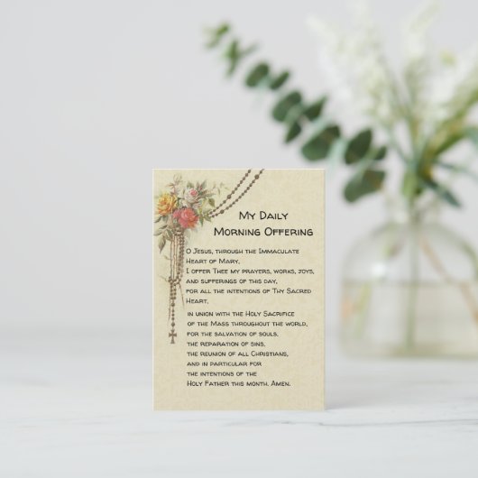 私の毎日の朝の提供の祈りの言葉花の神聖なカード 名刺 (スタンド正面)