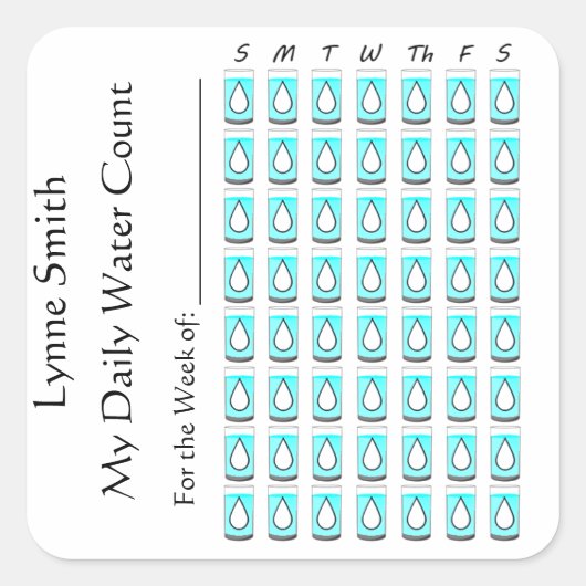 私の毎日水計算- 1週 スクエアシール (正面)