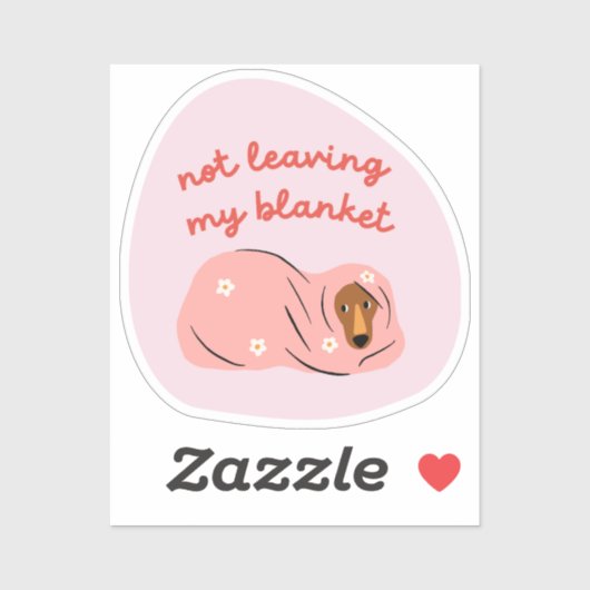 私の毛布離れのかわいい犬のイラストレーション、ピンク シール (シート)