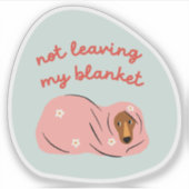 私の毛布離れのかわいい犬のイラストレーション、ミント シール (正面)