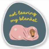 私の毛布離れの犬のイラストレーションネイビー・レトロではない シール (正面)