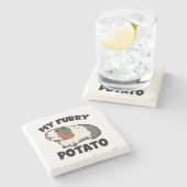 私の毛皮のポテトモルモット ストーンコースター (横)