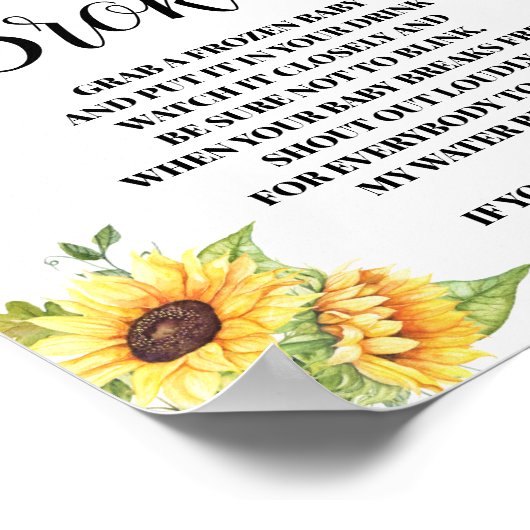 私の水がゲームのサインベビーシャワー ポスター (角)