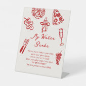 私の水がピザ赤ちゃんシャワーゲームを壊した 台座サイン (正面)