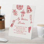 私の水がピザ赤ちゃんシャワーゲームを壊した 台座サイン (インサイチュ)