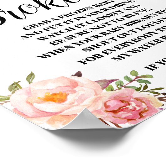 私の水がピンクのゲームのサインベビーシャワーを壊した ポスター (角)