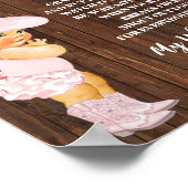 私の水が壊れた女性のカーボーイピンクの赤ちゃんシャワーのゲームサイン ポスター (角)