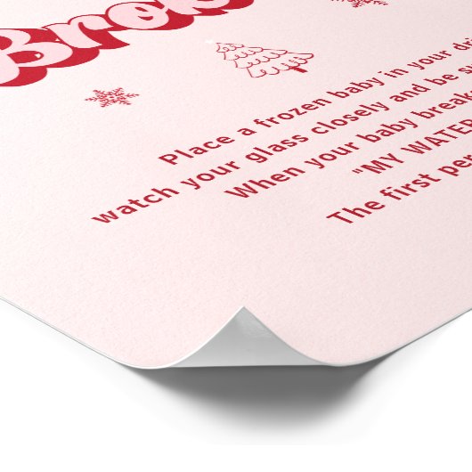 私の水はクリスマスの赤ちゃんシャワーゲームを壊した ポスター (角)