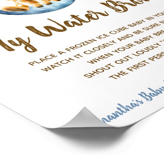 私の水はゲーム赤ちゃんシャワーのサインブルーキリン ポスター (角)