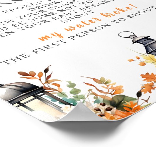 私の水は小さなカボチャの赤ちゃんシャワーゲームを壊した ポスター (角)