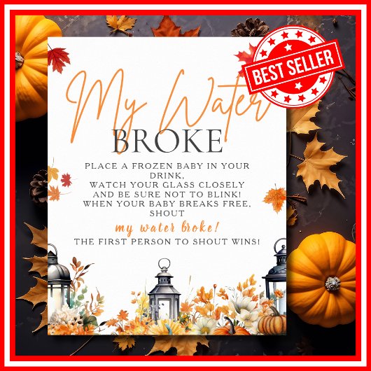 私の水は小さなカボチャの赤ちゃんシャワーゲームを壊した ポスター