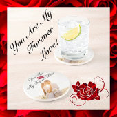 私の永遠の愛レッドローズエレガントデコール砂岩 コースター