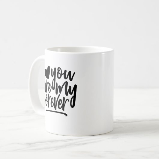 私の永遠の黒く及び白いコーヒー・マグです コーヒーマグカップ (正面左)