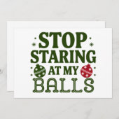 私の汚いボールを凝視するのをやめろ クリスマスの下品なユーモア シーズンカード (正面/裏面)