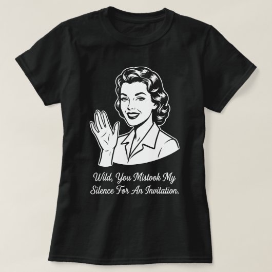 私の沈黙は招待状 レトロ Tシャツ (デザイン正面)