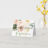 私の淡い色の結婚式の日に私の最高の花嫁のメイドにピンク色 カード (黄色い花)