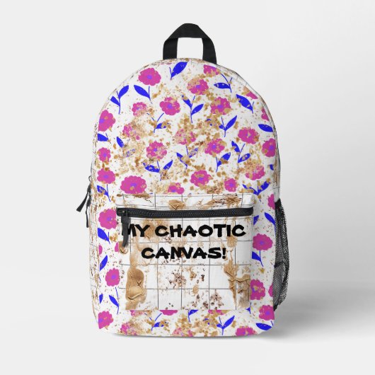 私の混沌としたキャンバスのバックパック！ プリントバックパック (正面)