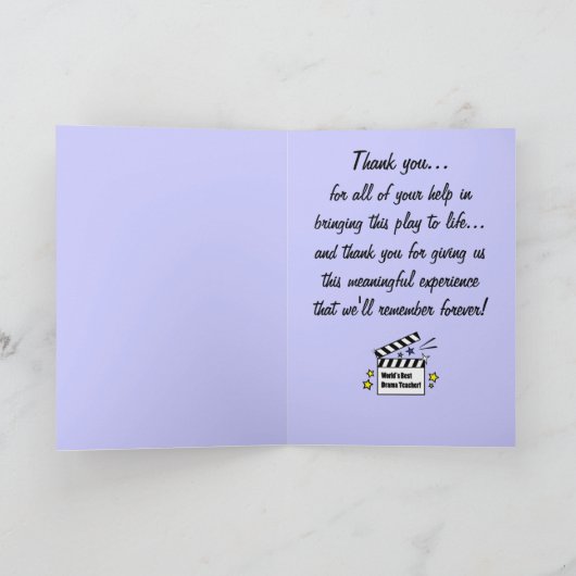 私の演劇の先生に感謝：演劇 サンキューカード (内部)