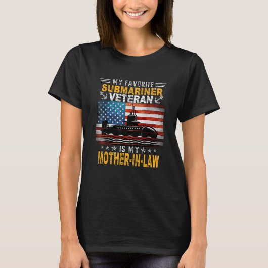 私の潜水艦退役軍人は私の義母の米国国旗である Tシャツ (正面)
