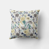 私の灰色のモダン黄色いフローラの水色をカドル クッション (裏面)