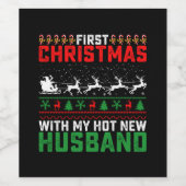 私の熱い新しい夫の醜い初めてのクリスマス ワインラベル (シングルラベル)