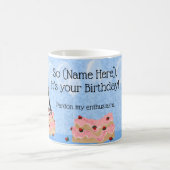 私の熱おもしろい中のお誕生日ケーキ  コーヒーマグカップ (中央)