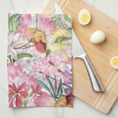 私の熱帯カラフルの葉のエキゾチックな花園 キッチンタオル (四つ折り)